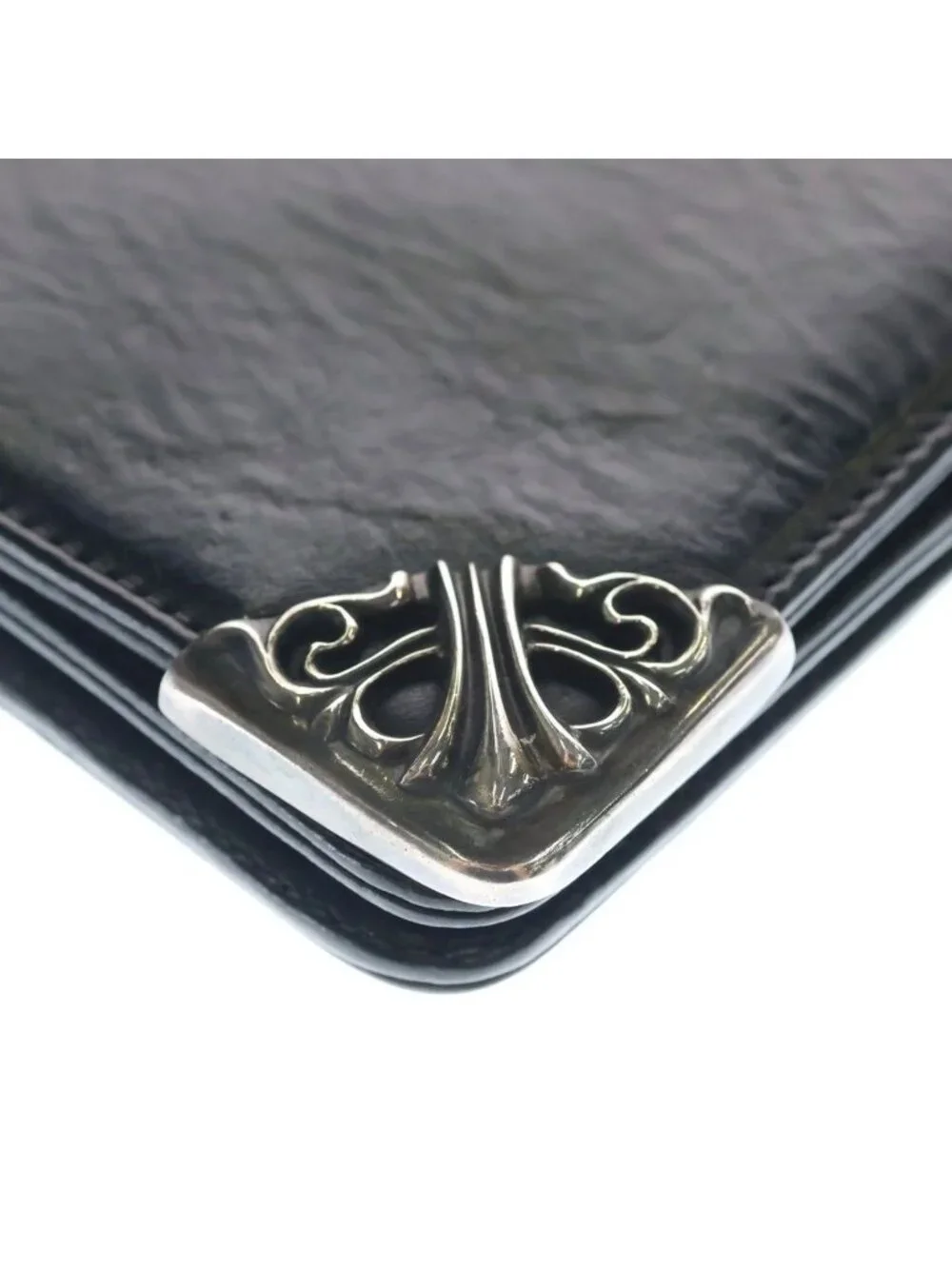 Chrome Hearts Lng Sngl Fld Tips Single Fold Leather Wallet Black